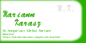 mariann karasz business card