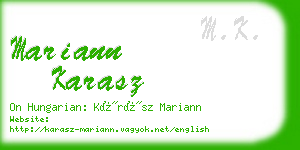 mariann karasz business card